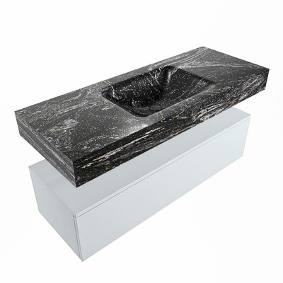 Mondiaz ALAN-DLUX Ensemble de meuble - 120cm - meuble Clay mat - 1 tiroir - Lavabo Cloud Lava suspendu - vasque Centre - 1 trou de robinet