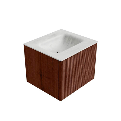 Ensemble de meuble de salle de bain Mondiaz KURVE-DLUX - 50x46x40cm - 1 tiroir - lavabo en solid surface - milieu - sans trou de robinet - Ruby