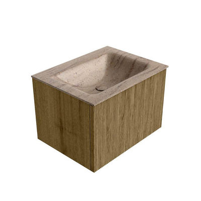 MONDIAZ KURVE-DLUX 60cm badmeubel kleur Dusk met 1 lade en 0 deuren. Wastafel CLOUD Midden zonder kraangat Saba.