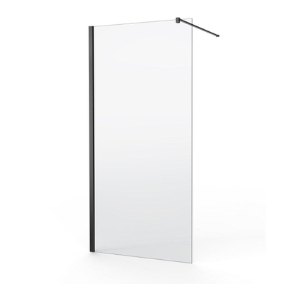 FugaFlow Eccelente Douche à l'italienne en verre - 70x200cm - verre clair - noir mat