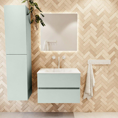 Mondiaz VICA Ensemble de meuble de salle de bain - 70cm - meuble sous vasque greey - 2 tiroirs - lavabo cloud milieu - 1 trou de robinet - version haute de 60cm - talc