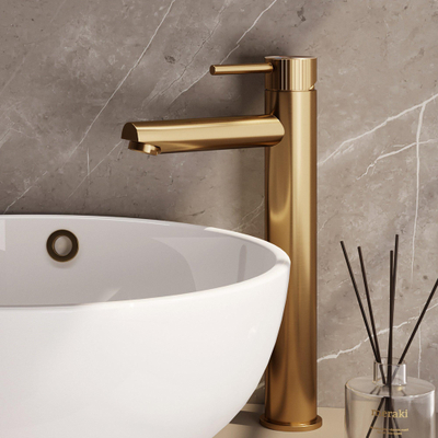 BRAUER Stripe Mitigeur lavabo surélevé à montage apparent - modèle A - or brossé PVD