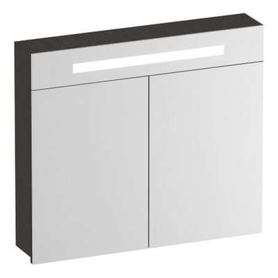 BRAUER Promise spiegelkast – 80x70x15 cm – directe LED boven – 2 deuren – Timber Anthracite