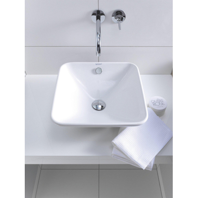 Duravit Bacino Opzetwastafel - 42x42cm - zonder kraangat - met overloop - glans wit