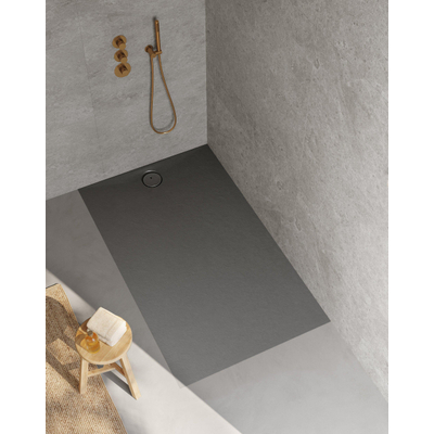 Riho Nuvia Douchevloer - 180x100cm - antibacterieel - purite - stone grey