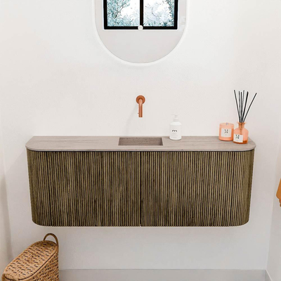 Mondiaz JOYA-DLUX Meuble de salle de bains 113.2cm - arrondis gauche et droite couleur Dusk - Vasque FAYE position Milieu Sans trou de robinet couleur Saba