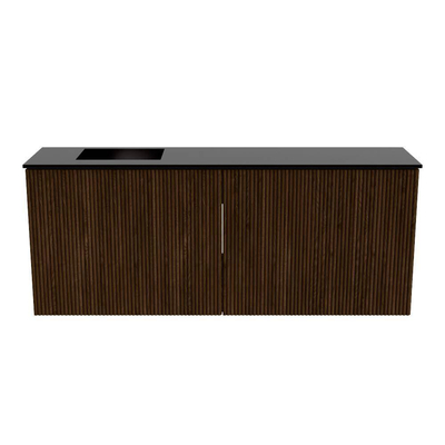 Mondiaz JOYA 100cm meuble de salle de bains - couleur Walnut - Vasque FAYE position Gauche Sans trou de robinet couleur Urban.