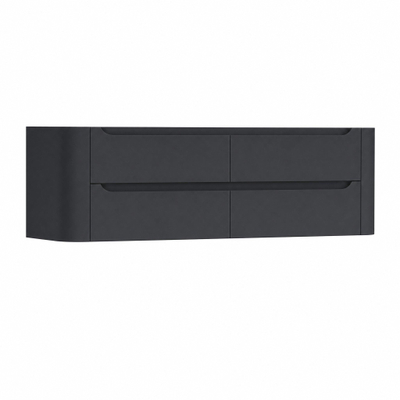 H&R Badmeubelen Juice Wastafelonderkast - 140x45x50cm - afgeronde hoeken - 4 lades - geïntegreerde greep - Dark blue mat
