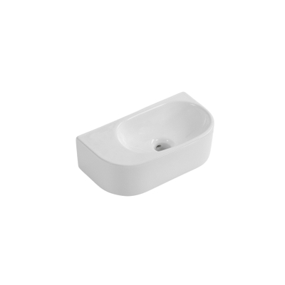 QeramiQ Pure Lave-mains - 40x22x12cm - Lisse - demi-rond - sans trou de robinet - Céramique - Blanc mat