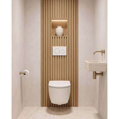 QeramiQ Dely Swirl Toiletset - 36.3x51.7cm - Geberit UP720 Duofix Sigma inbouwreservoir - slim zitting - bedieningsplaat glans wit - ronde knoppen - mat wit