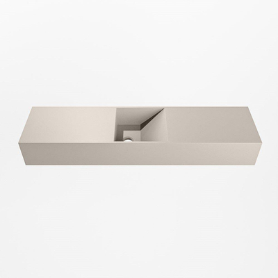 Mondiaz TYNE 90cm fontaine sans trou de robinet solid surface couleur LINEN. Position du lavabo au milieu