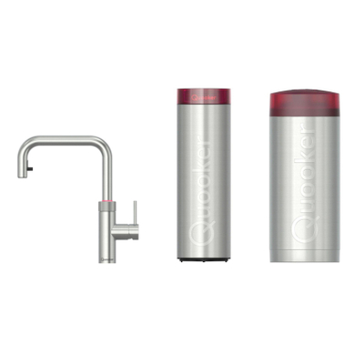 Quooker BE Flex Square Robinet d'eau bouillante - bec pivotant et extractible - Combi+ incl. réservoir Cube - Eau chaude / bouillante / pétillante / filtrée - inox