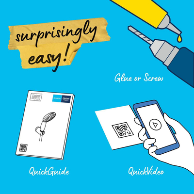 GROHE Vitalio Start 110 Glijstangset - 90cm - ronde handdouche - met 2 straalsoorten - gladde doucheslang - mat zwart