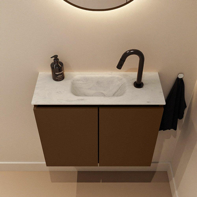 MONDIAZ TURE-DLUX Meuble toilette - 60cm - Rust - EDEN - vasque Opalo - position centrale - 1 trou de robinet
