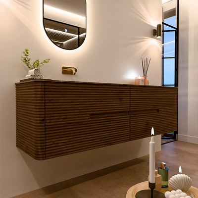Mondiaz CIRO-DLUX Ensemble de meubles de salle de bains - 170x45x50cm - Lavabo en solid surface Oza - 1 vasque à gauche - sans trous de robinet - 4 tiroirs - Dusk
