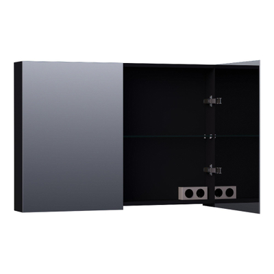 BRAUER Impress armoire de toilette - 100x70x15cm - sans éclairage - 2 portes miroir double face - noir mat