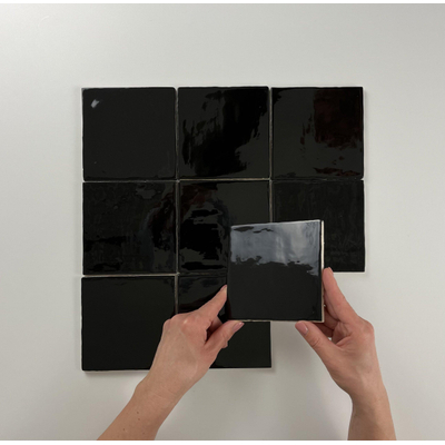 ÉCHANTILLON Par Goof Carreau mural Ancien Hollandais blanc noir Vintage Brillant Noir