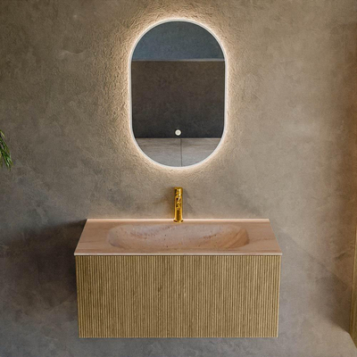 MONDIAZ KURVE-DLUX 90cm badmeubel kleur Dusk met 1 lade en 0 deuren. Wastafel BIG SMALL Midden 1 kraangat Saba.