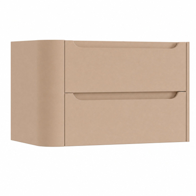 H&R Badmeubelen Juice Wastafelonderkast - 80x45x50cm - linkerhoek afgerond - 2 lades - geïntegreerde greep - Peach