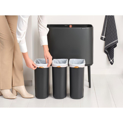 Brabantia Bo Touch Bin Afvalemmer - 3x11 liter - 3 kunststof binnenemmers - confident grey