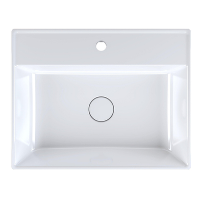 Arcqua Edge Lavabo à poser - 60x47x12cm - 1 trou de robinet - marbre de synthèse - blanc brillant