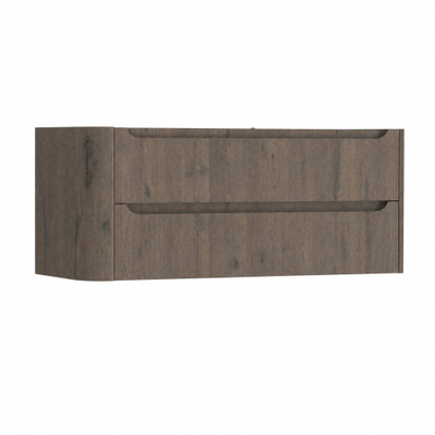 H&R Badmeubelen Juice Meuble sous lavabo - 120x45x50cm - angle gauche arrondi - 2 tiroirs - poignée intégrée - chêne Tucson