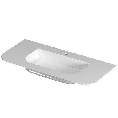 INK Modi Lavabo - 100x45x1.7cm - encastré - coins arrondis - 1 trou de robinet - polystone - blanc brillant