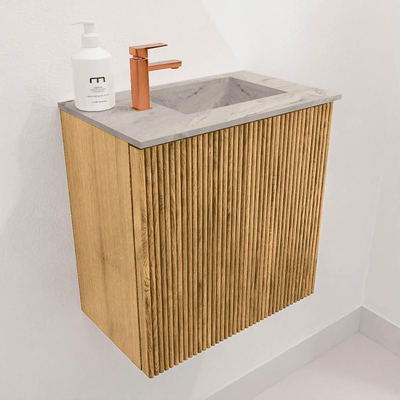 Mondiaz JOYA-DLUX Meuble de toilette 40cm - couleur Oak - Vasque FAYE position Droite 1 trou de robinet couleur Glace