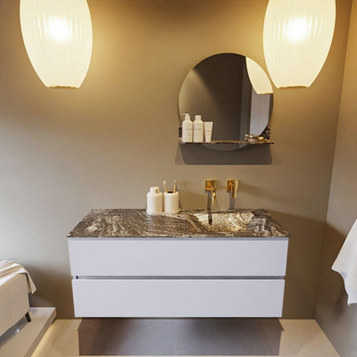 Mondiaz VICA-DLUX ensemble de meuble de salle de bain - 120cm - meuble sous-vasque cale - 2 tiroirs - lavabo encastré cloud droite - sans trous de robinet - version haute de 60cm - lave