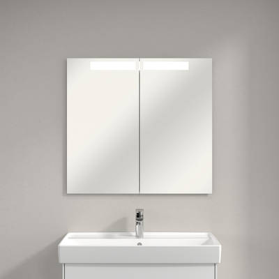 Villeroy & Boch My View In inbouw spiegelkast met LED verlichting 3 voudig dimbaar met 2 deuren 80.1x74.7x10.7cm