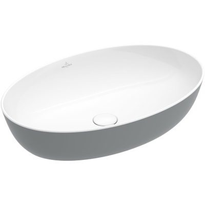 Villeroy & Boch Artis opzetwastafel ovaal - 61x41x12.5cm - zonder kraangat - zonder overloop - French Linen (glans grijs)