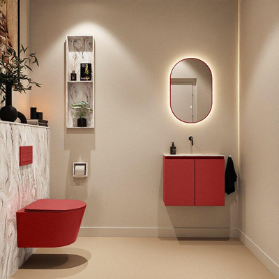 MONDIAZ TURE-DLUX 60cm toiletmeubel Fire. EDEN wastafel Glace positie midden. Zonder kraangat.
