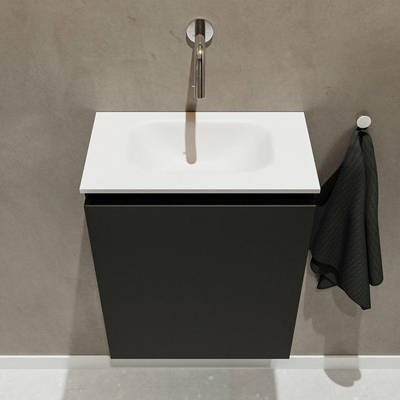 Mondiaz TURE Meuble lave-mains 40x23x50cm sans trous de robinet 1 porte Urban mat Lavabo Eden Centre Solid Surface Blanc
