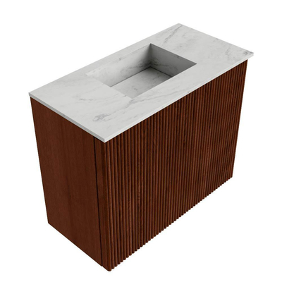 Mondiaz JOYA-DLUX 50cm toiletmeubel - kleur Ruby - Wastafel FAYE positie Midden Zonder kraangat kleur Opalo.