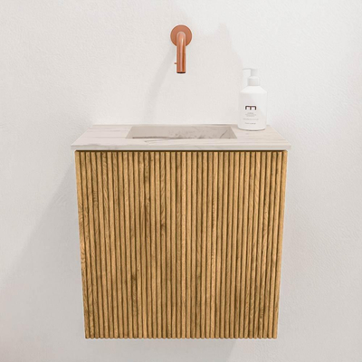 Mondiaz JOYA-DLUX 40cm toiletmeubel - kleur Oak - Wastafel FAYE positie Midden Zonder kraangat kleur Nata.