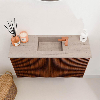 Mondiaz JOYA-DLUX 70cm toiletmeubel - kleur Ruby - Wastafel FAYE positie Midden 1 kraangat kleur Saba.