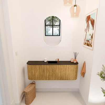Mondiaz JOYA 123.2cm toiletmeubel - ronding links en rechts kleur Oak - Wastafel FAYE positie Midden 1 kraangat kleur Urban.