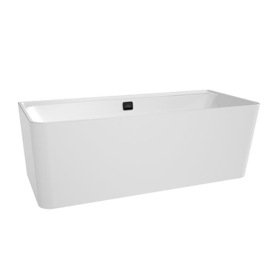 Villeroy & Boch Collaro bain semi-autoportant bain semi-autoportant - 180x80cm - rectangulaire trop-plein noir mat Acrylique Blanc Brillant