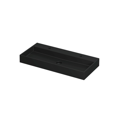 INK United wastafel - 100x45x11cm - 1 wasbak - 2 kraangaten - porselein Mat zwart