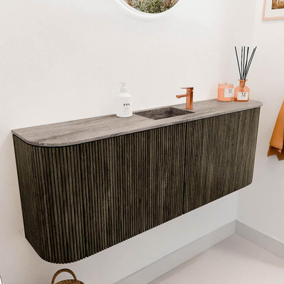 Mondiaz JOYA-DLUX 113.2cm toiletmeubel - ronding links en rechts kleur Shadow - Wastafel FAYE positie Midden 1 kraangat kleur Oza.