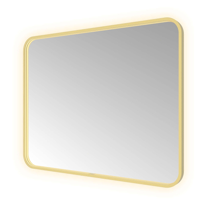 Hotbath &MORE Spiegel - 100x80cm - direct en indirect LED - color changing - spiegelverwarming - met afstandsbediening - PVD - geborsteld messing goud