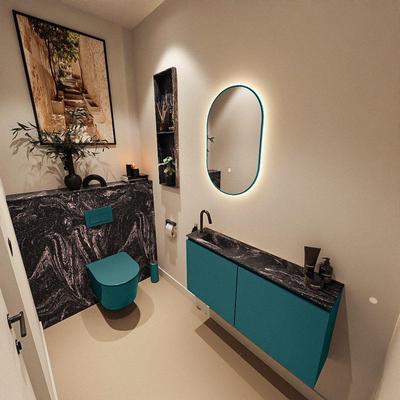 MONDIAZ TURE-DLUX 100cm toiletmeubel Smag. EDEN wastafel Lava positie links. Met 1 kraangat.
