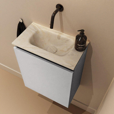 MONDIAZ TURE-DLUX meuble WC 40 cm Plata. EDEN lavabo Ostra position milieu. Sans trou de robinet.