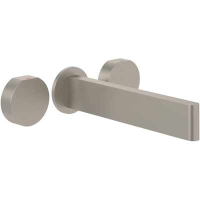 Villeroy & Boch Dawn wastafeluitloop set - zonder pop up - wandmontage afbouwdeel - Brushed Nickel (rvs)