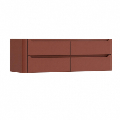 H&R Badmeubelen Juice Wastafelonderkast - 160x45x50cm - linkerhoek afgerond - 4 lades - geïntegreerde greep - Terra mat