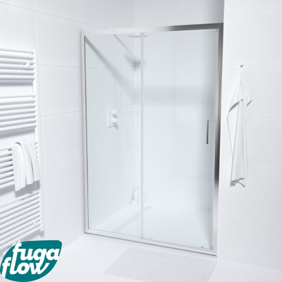FugaFlow Efficiente Vetro porte coulissante - 130x190cm - verre de sécurité 6mm - profilé alu - anti-calcaire - chrome