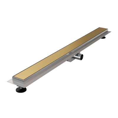 Brauer Caniveau de douche - 90x7.5cm - bride de plancher - grille à carreler réversible - inox - or brossé