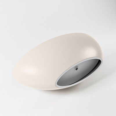 MONDIAZ FLOAT Vrijstaand bad - 170x80cm - Solid surface - mat linen/talc (beige / wit)