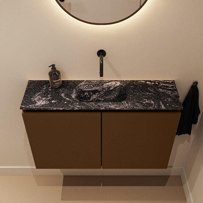 MONDIAZ TURE-DLUX Meuble de toilettes 80 cm Rust. EDEN lavabo Lava position centrale. Sans trou de robinet.