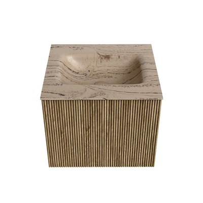 MONDIAZ KURVE-DLUX Meuble de salle de bains 50 cm couleur Dusk avec 1 tiroir et 0 porte. Lavabo GRUNNE Central 1 trou de robinet Arena.